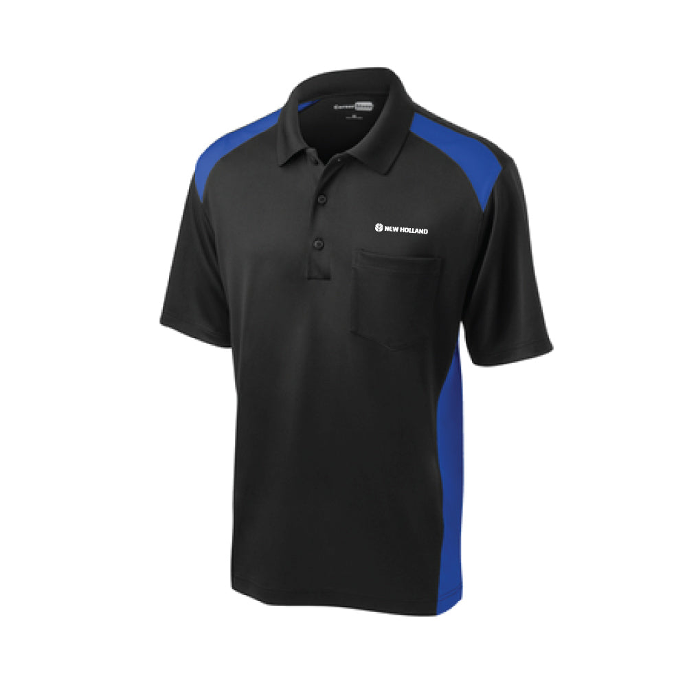 Snag-Proof Two Way Colorblock Pocket Polo - Black/Royal