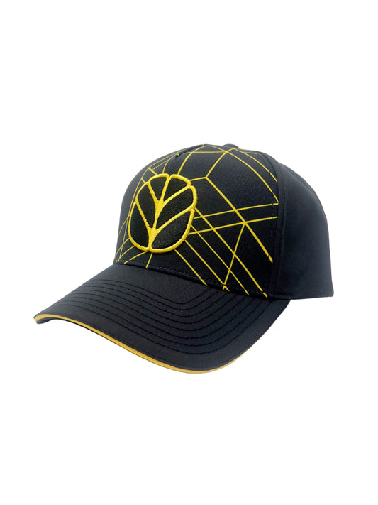 5 Panel Structured Cap, Custom Design Yellow Grid