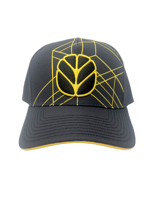 5 Panel Structured Cap, Custom Design Yellow Grid